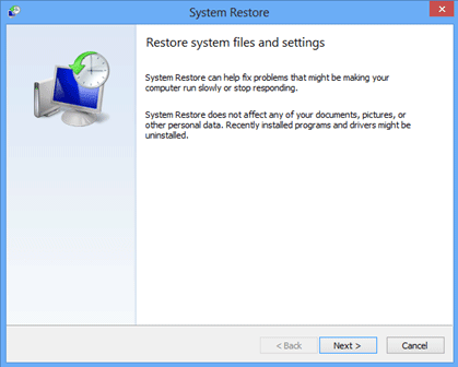 System Restore Wizard